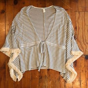 H&M Cream and Black Striped Poncho
